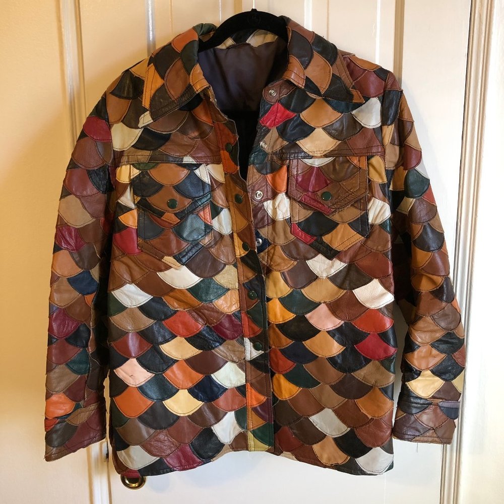 Vintage Retro Leather Fish Scale Jacket